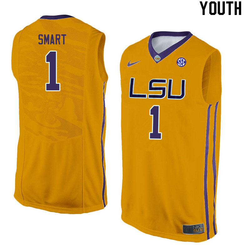 Youth #1 Javonte Smart LSU Tigers College Basketball Jerseys Sale-Yellow